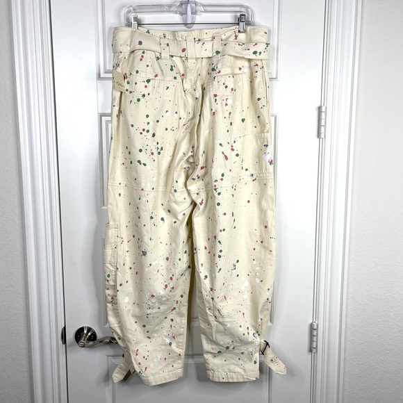 FREE PEOPLE Painter Pants NEW Size 6 Ecru Splatter NEW With Tag - Picture 10 of 15